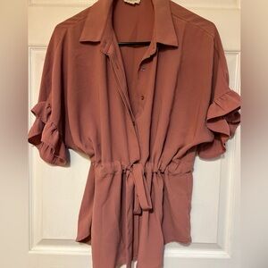 Rose Ruffle Sleeve Blouse